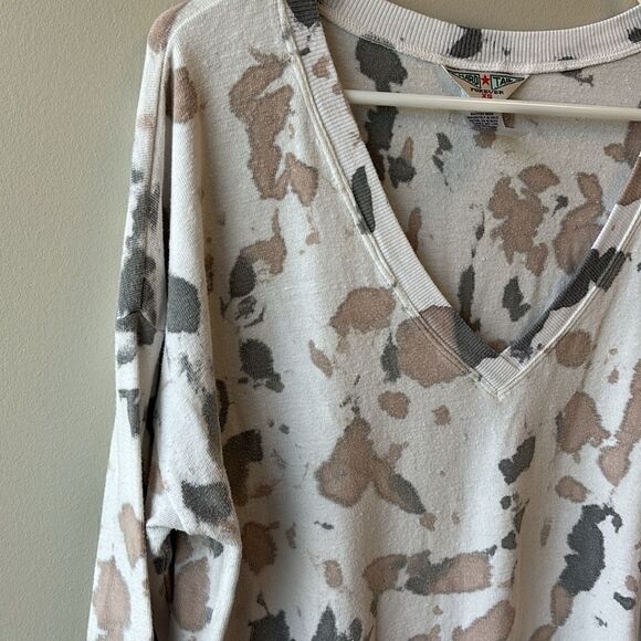 Hard Tail pullover tunic cream tie dye XS brown and grey vneck - Picture 2 of 7